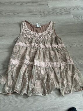 Ultra Pink Taupe and Blush Lace Tiered Tank